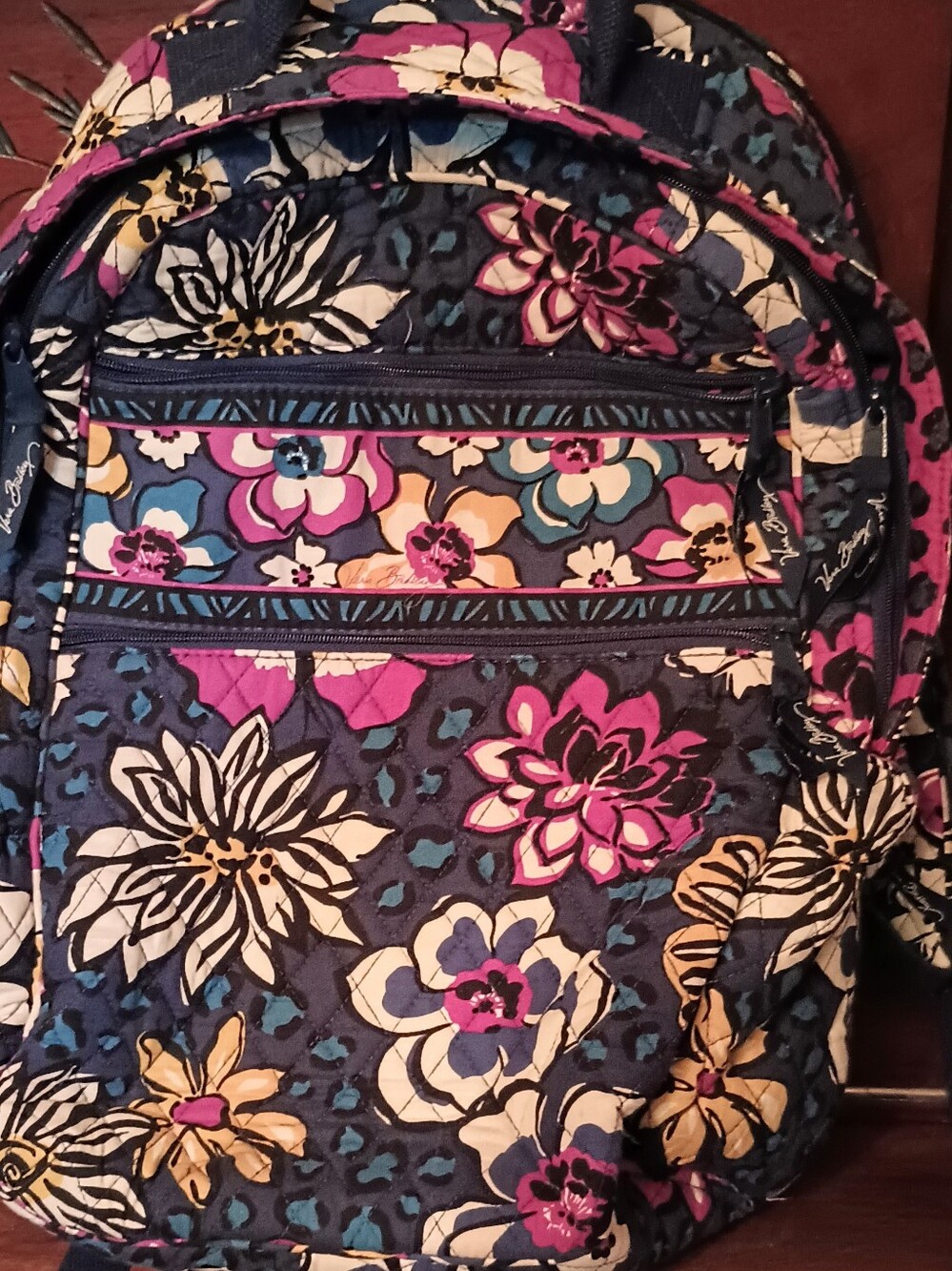 Vera Bradley Flower Shower Campus Backpack Floral Leopard Lining